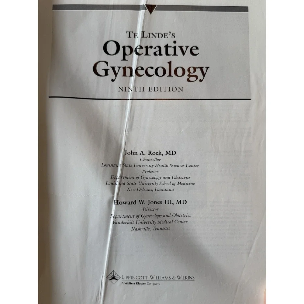 Te Linde's Operative Gynecology 9th Edition 2003 Hardcover Rock Jones MD